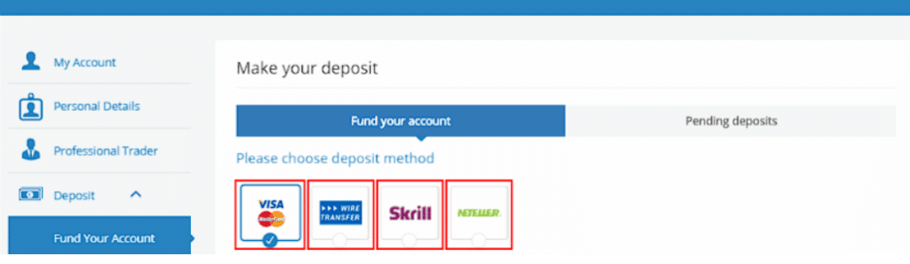 How to Deposit Funds step 2
