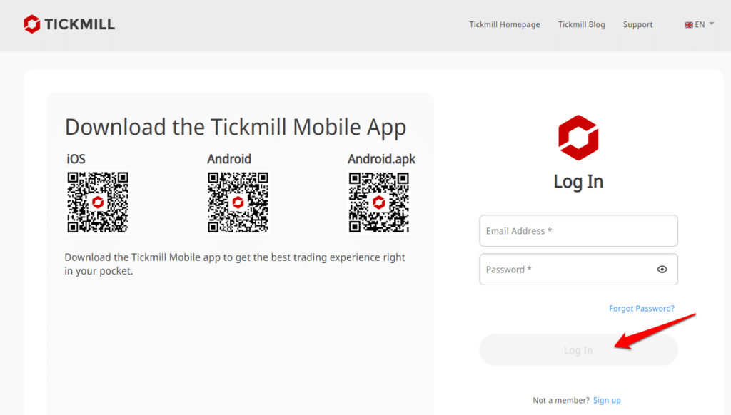How to Deposit Funds with Tickmill step 1