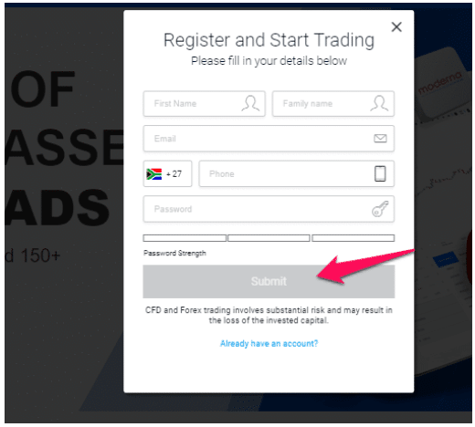 How To Open a CMTrading Account step 2