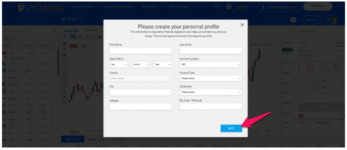 How To Open a CMTrading Account step 5